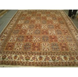 AHMEDANI Bakhtiari Pestal Flower All Over Excellent Area Rug Hand Knotted Silk Wool Carpet (12.1 X 9.1)'