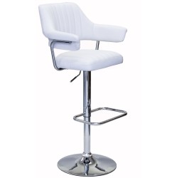 VISCOLOGIC Contemporary Faux Leather Bar Stool Chair - Set Of 1 - In White