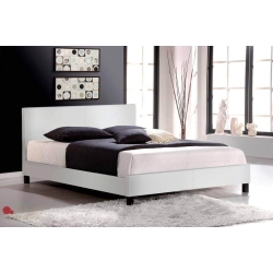 TRUE CONTEMPORARY King Mirabel Faux Leather Platform Bed In White
