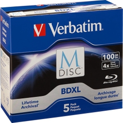 VERBATIM Blu-Ray Recordable Media - Bd-R Xl - 4X - 100GB - 5 Pack Jewel Case