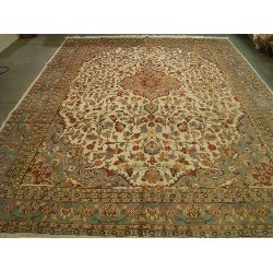 AHMEDANI Pestal Flower All Over Kashan Beautiful Area Rug Hand Knotted Wool Silk Carpet (12.1 X 9.2)' In Ivory