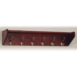 WOODEN MALLET 36Hcrnmh 6 Hook Shelf - Nickel In Mahogany