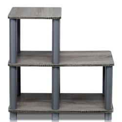 FURINNO Turn-N-Tube Accent Decorative Shelf French Oak & - 19.9 X 18.9 X 9.4 In Grey