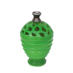 NORTHLIGHT 9.5 In. Lime & Gray Decorative Outdoor Patio Cutout Vase In Green