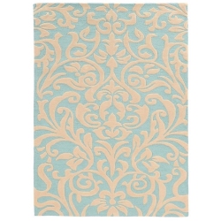 LINON HOME DECOR Linon Rugta40757 5 X 7 Ft. Trio 407 Gdamask Indoor Area Rug - Aqua