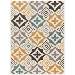 LINON HOME DECOR Linon Rugta56157 5 X 7 Ft. Trio Emblem Hand Tufted Area Rug - Grey & Gold In Blue