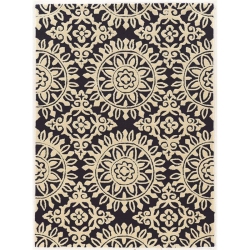 LINON HOME DECOR Linon Rugta56357 5 X 7 Ft. Trio Medallion Hand Tufted Area Rug - & Cream In Navy