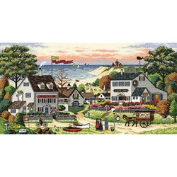 DIMENSIONS 3896 Collection Cozy Cove Counted Cross Stitch Kit-18X9 18 Count In Gold