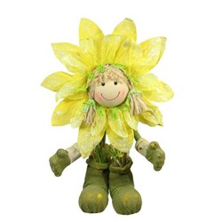 GORDON 31812652 17.5 In. & Green Spring Floral Standing Sunflower Girl Decorative Figure In Yellow