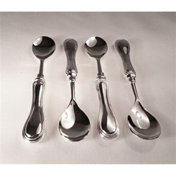 LEEBER 86002 Elegance Plate Rim Spoons 5.25 In. - Set Of 4 In Silver