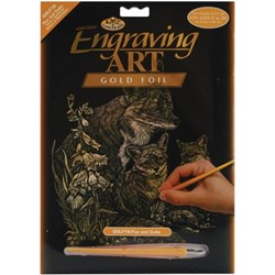 ROYAL BRUSH Foil Engraving Art Kit 8X10-Fox & Cubs In Gold