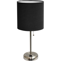 ALL THE RAGES CANADA All The Rages Lt2024-Blk Outlet And Fabric Shade With Charging Limelights Stick Lamp In Black