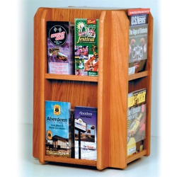 WOODEN MALLET Lm8-Ttmo Divulge Spinning Counter Display 8 Magazine And 16 Brochure Pockets With Brochure Inserts In Medium Oak