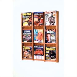 WOODEN MALLET 9 Magazine Oak And Acrylic Wall Display In Medium Oak