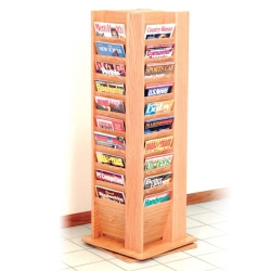 WOODEN MALLET Mr40-Splo Cascade Spinning Floor Display With 40 Magazine Pockets In Light Oak