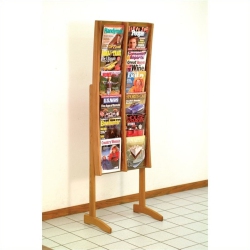 WOODEN MALLET 12 Pocket Contemporary Floor Display In Medium Oak