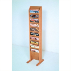 WOODEN MALLET Free Standing 10 Pocket Magazine Rack In Light Oak