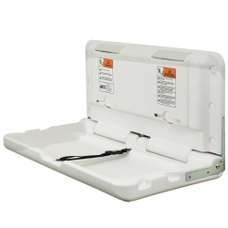 ECR4KIDS Horizontal Wall-Mounted Changing Station, Fold-Down Table, Safety Strap, Liner Dispensers, Bag Hooks