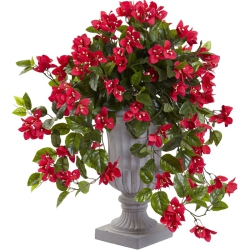NEARLY NATURAL Bougainvillea With Urn Uv Resistant - Indoor/outdoor- In Red