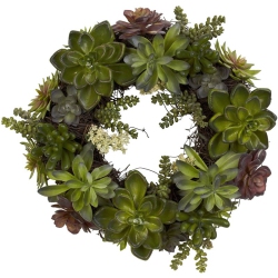 NEARLY NATURAL 20" Succulent Wreath In Green