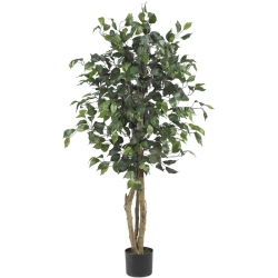 NEARLY NATURAL 48" Ficus Silk Tree With Wood Trunk & 504 Leaves In Green/black