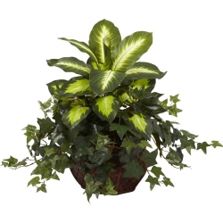 NEARLY NATURAL Dieffenbachia & Ivy W/decorative Planter