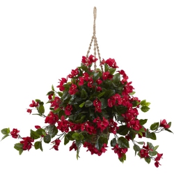 NEARLY NATURAL Bougainvillea Hanging Basket Uv Resistant (Indoor/outdoor) In Red