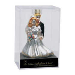 NORTHLIGHT Set Of 24 Glittery 4" Bride And Groom Glass Wedding Christmas Ornament #822203