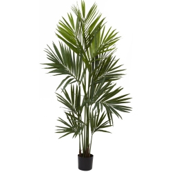 NEARLY NATURAL 84" Kentia Palm Silk Tree With 230 Palm Leaves In Green/black