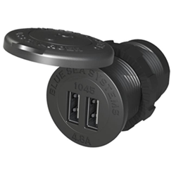 BLUE SEA SYSTEMS Sea Systems 1045 12-24V Dual Socket Mount USB Charger 1.12 In