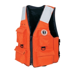 MUSTANG SURVIVAL Mv3128T2-3Xl-7Xl-Or 4-Pocket Vest With Solas Reflective Tape 3Xl-7Xl- In Orange