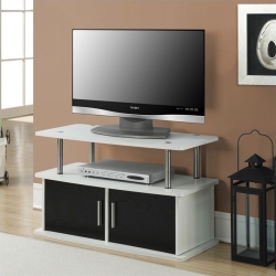 CONVENIENCE CONCEPTS Designs2Go 36" Two-Door Deluxe Tv Stand With Cabinets In Wood Finish In White