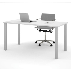 MODUBOX Table Desk With Square Metal Legs - In White