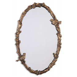 UTTERMOST 13575 P Paza Oval Mirror With Bird And Vine Detail Frame
