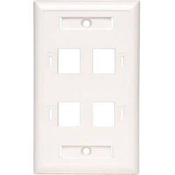 TRIPP LITE Quad Outlet Rj45 Universal Keystone Face Plate / Wall Plate, White, 4-Port