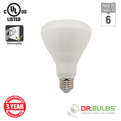 DR. BULBS (6-Pack) Br30 9W Soft (3000K) Led Bulb - 3 Year Warranty In White