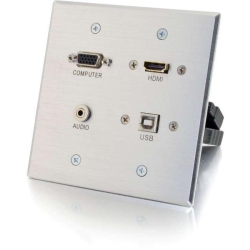 CABLES TO GO C2G HDMI VGA 3.5MM And USB Pass-Through Wall Plate - Aluminum - 39703