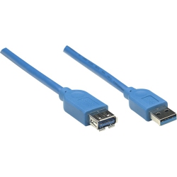 MANHATTAN Superspeed USB 3.0 A Male/a Female Extension Cable, 10 Ft (3M) In Blue