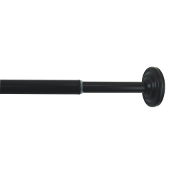 VERSAILLES - Tension Curtain Rod, Adjustable Length, Tool-Free Installation From 15" to 24" In Black