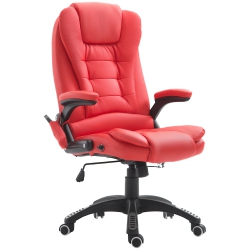 HOMCOM Adjustable Heated Massage Ergonomics Office Chair -Red