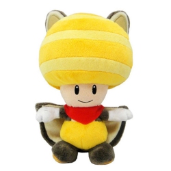 LITTLE BUDDY Super Mario All Stars Flying Squirrel Toad 8" Plush In Yellow