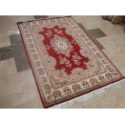 AHMEDANI Exclusive Floral Lovely Hand Knotted Area Rug Wool Silk Carpet (6 X 4)' In Red