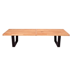 NICER INTERIOR Furniture® George Nelson Platform Bench With Hardwood Top Finish And Painted Solid Wood Legs Natural Finish 5 Feet In Black