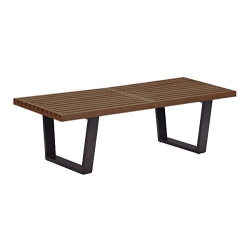 NICER INTERIOR Furniture® George Nelson Platform Bench With Hardwood Top Finish And Painted Solid Wood Legs Walnut Finish 4 Feet In Black