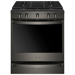 Cuis. Encastr. Gaz 5 Brûleurs Four Autonett. True Convection 30 Po Whirlpool (Weg750H0Hv)-Inox Noir