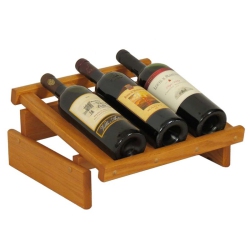 WOODEN MALLET 3 Bottle Dakota Wine Displaymedium Oak