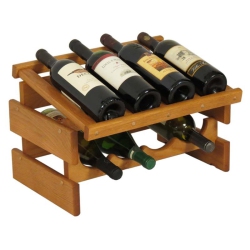 WOODEN MALLET 8 Bottle Dakota Wine Rack With Display Top Medium Oak