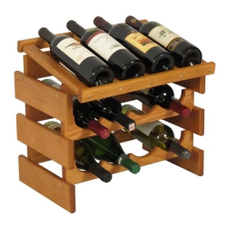 WOODEN MALLET 12 Bottle Dakota Wine Rack With Display Top Medium Oak Wrd42Mo