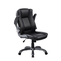 TECHNI MOBILI Medium Back Manager Chair With Flip-Up Arms In In Black