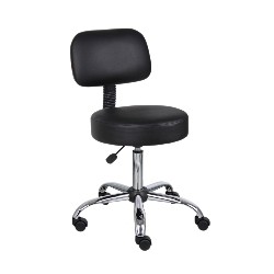 BOSS OFFICE PRODUCTS Boss Caressoft Medical Stool With Back Cushion In Black